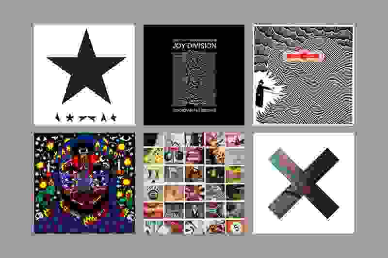 A photo of six album covers chosen for our favourite album artwork
